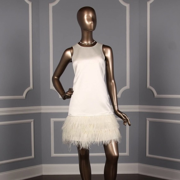 Naeem Khan Dresses & Skirts - NHA KHANH Jaslene Aline Ivory Sleeveless Scoop Neckline Satin Mini Wedding Dress